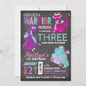 Invitation Petit anniversaire effrayant mignon de dragons (Devant)