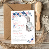 Invitation Petit Arachide Floral Baby Eléphant Douche