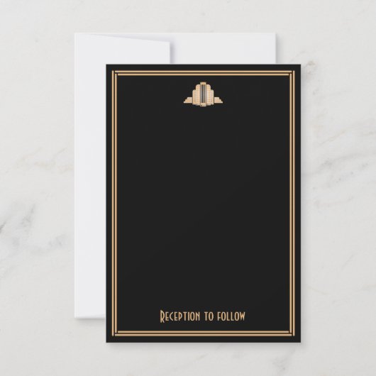 Invitation Petit Art Déco Noir Grand Gatsby Mariage Invite (Dos)