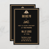 Invitation Petit Art Déco Noir Grand Gatsby Mariage Invite (Devant / Derrière)