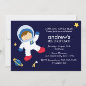 Invitation Petit astronaute Espace Extérieur Thème Anniversai (Devant)
