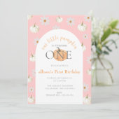 Invitation Petit automne Citrouille Aquarelle fille 1er anniv (Debout devant)