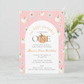 Invitation Petit automne Citrouille Aquarelle fille 1er anniv (Debout devant)