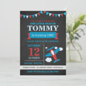 Invitation Petit Avion mignon avion à tableau noir anniversai (Debout devant)