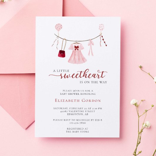 Invitation Petit Baby shower amoureux Valentine Cute