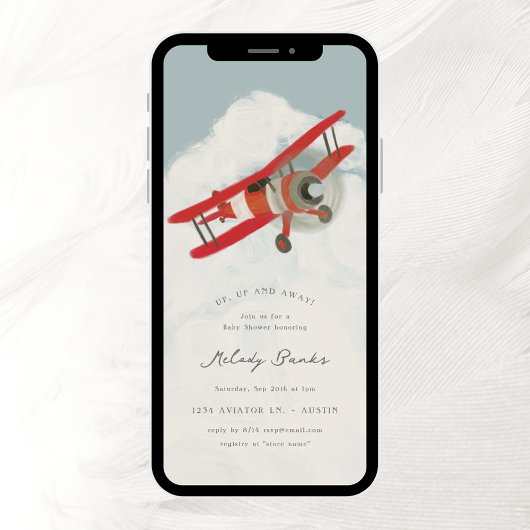 Invitation Petit Baby shower Aviator