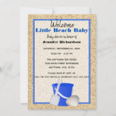 Invitation Petit Baby shower Bébé de plage de sable bleu (Devant)