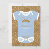 Invitation Petit Baby shower Bleu Bébé et Royal Gold (Devant)