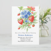 Invitation Petit Baby shower Bleu d'aquarelle Bleu Berry (Debout devant)
