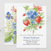 Invitation Petit Baby shower Bleu d'aquarelle Bleu Berry (Devant / Derrière)