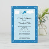 Invitation Petit baby shower bleu mignon de garçon d'avion (Debout devant)