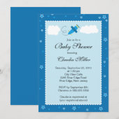 Invitation Petit baby shower bleu mignon de garçon d'avion (Devant / Derrière)
