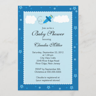 Invitation Petit baby shower bleu mignon de garçon d'avion