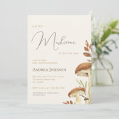 Invitation Petit Baby shower Bois de la forêt de champignons (Debout devant)