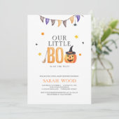 Invitation Petit Baby shower Boo, Citrouille douche Halloween (Debout devant)