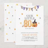 Invitation Petit Baby shower Boo, Citrouille douche Halloween (Devant / Derrière)