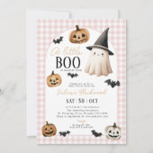 Invitation Petit Baby shower Boo Citrouille Fantôme rose (Devant)