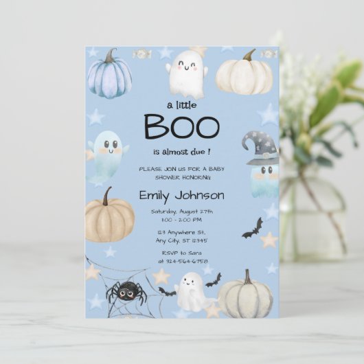 Invitation Petit Baby shower Boo | Cute Halloween (Debout devant)
