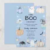 Invitation Petit Baby shower Boo | Cute Halloween (Devant / Derrière)