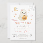 Invitation Petit Baby shower Boo d'Halloween rose (Devant)