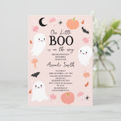Invitation Petit Baby shower Boo d'Halloween rose moderne (Debout devant)