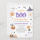 Invitation Petit Baby shower Boo Halloween Ghost violet (Devant)