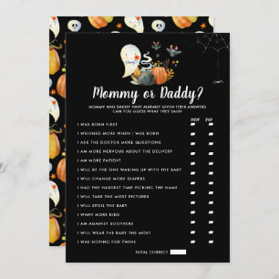 Invitation Petit Baby shower Boo   Jeu maman ou papa