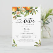 Invitation Petit Baby shower Botanique De Citrus Orange (Debout devant)