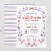 Invitation Petit Baby shower Bunnies, Douche Pâques Twin (Devant / Derrière)