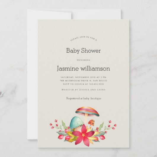 Invitation petit baby shower champignon (Devant)