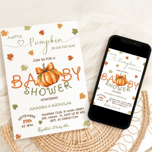 Invitation Petit Baby shower Citrouille