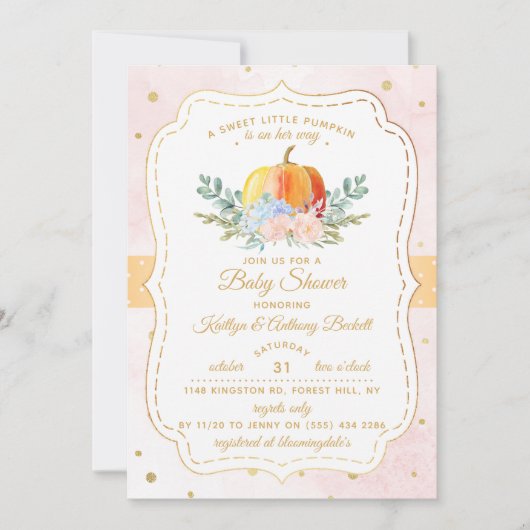 Invitation Petit Baby shower Citrouille (Devant)