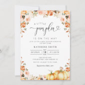 Invitation petit baby shower citrouille à fleurs d'or (Devant)