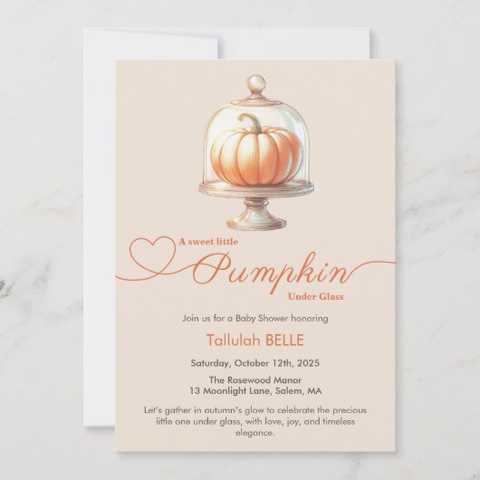 Invitation Petit Baby shower Citrouille - Automne Chic (Devant)