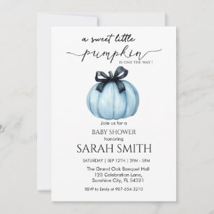 Invitation Petit Baby shower Citrouille bleu doux