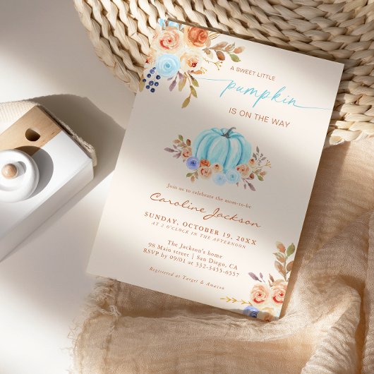 Invitation Petit Baby shower Citrouille Blue Boy