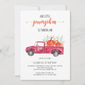 Invitation Petit Baby shower Citrouille Camion Rouge Automne (Devant)
