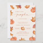 Invitation Petit Baby shower Citrouille Chute Brûlé Orange (Devant)