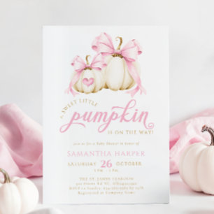Invitation Petit Baby shower Citrouille de Bow rose