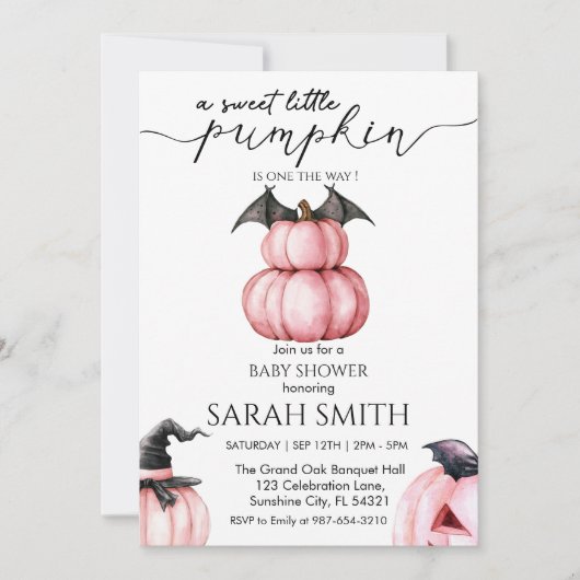 Invitation Petit Baby shower Citrouille doux (Devant)