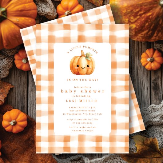 Invitation Petit Baby shower Citrouille doux