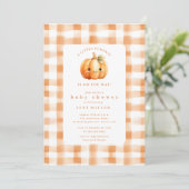 Invitation Petit Baby shower Citrouille doux (Debout devant)