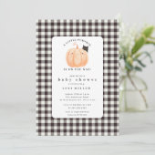 Invitation Petit Baby shower Citrouille doux (Debout devant)