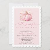 Invitation Petit Baby shower Citrouille fille rose mignonne (Devant)