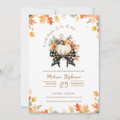 Invitation Petit Baby shower Citrouille Floral & Buffalo Plai (Devant)