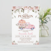 Invitation Petit Baby shower Citrouille flou féminin (Debout devant)