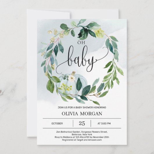 Invitation Petit baby shower citrouille garçon personnalisé (Devant)