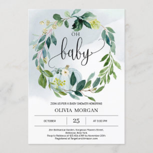 Invitation Petit baby shower citrouille garçon personnalisé