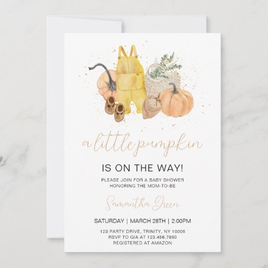 Invitation Petit Baby shower Citrouille neutre pour les femme (Devant)