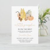 Invitation Petit Baby shower Citrouille neutre pour les femme (Debout devant)